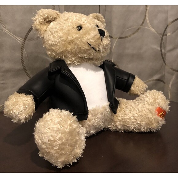 Galerie Reese's Hershey's Teddy Bear 8" Plush Faux Black Leather Biker Jacket - Picture 2 of 11